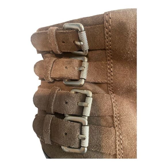 Sam Edelman Womens 7.5 Lucca Suede Buckle Ankle  Booties Boots Brown 2.5" Heel - Picture 7 of 13